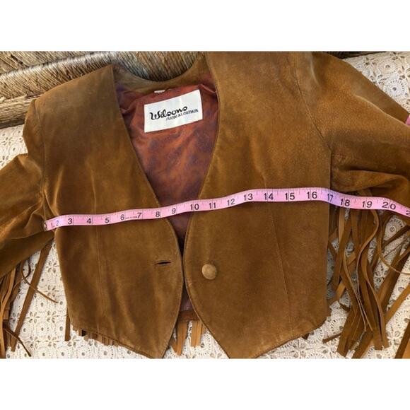Vintage Wilsons Fringe Cropped Leather Size Small - Picture 3 of 6